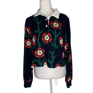 Rowing Blazers x Target Women’s Medium Navy & Red Floral Print Preppy Crop Top